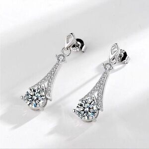 Moissanite 925 sterling Silver Drop Earrings